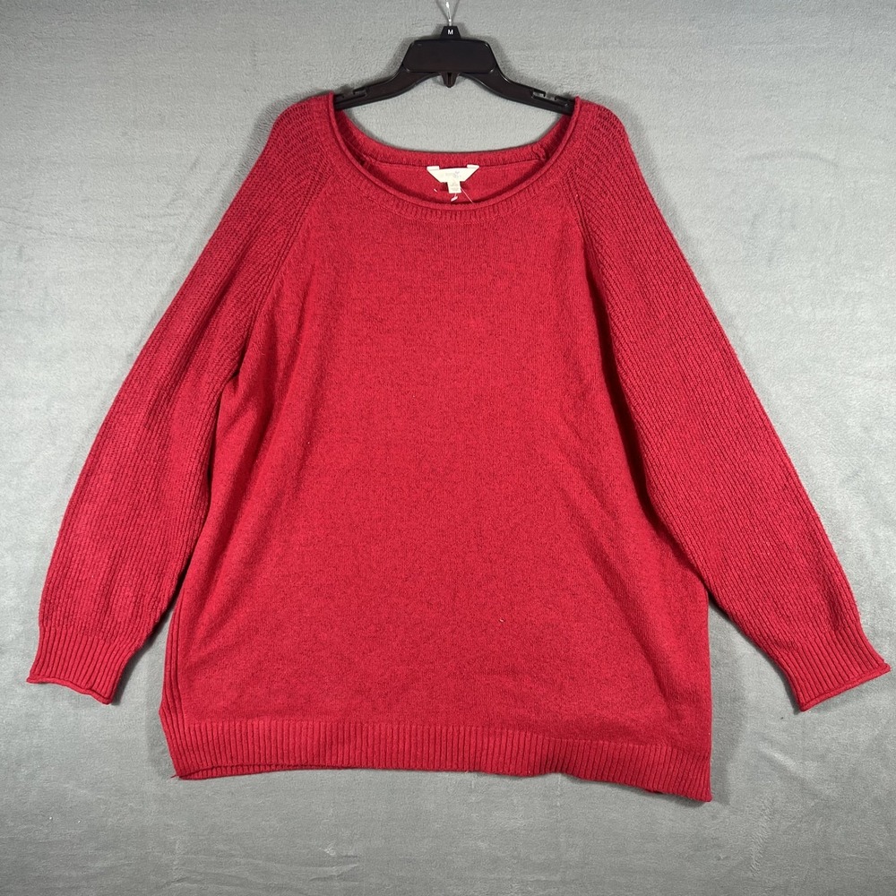 Terra & Sky Women's Plus Size 3X Red Pullover Sweater Long Sleeve Knit Top